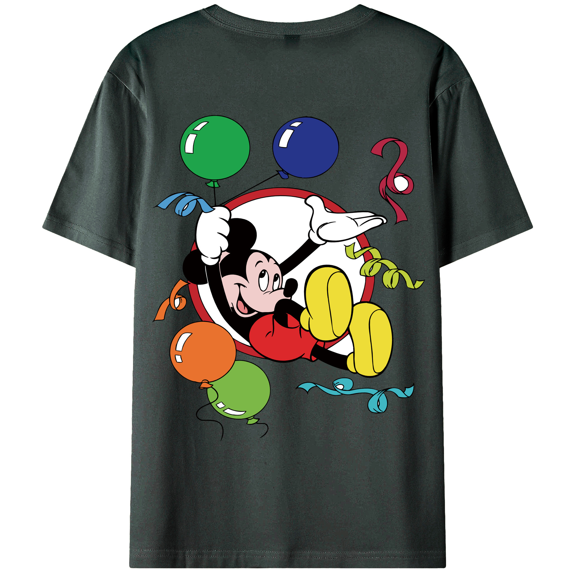 ミッキーマウス Mickey Mouse 綿100％ メンズ半袖Tシャツ（バックプリント） 通気性